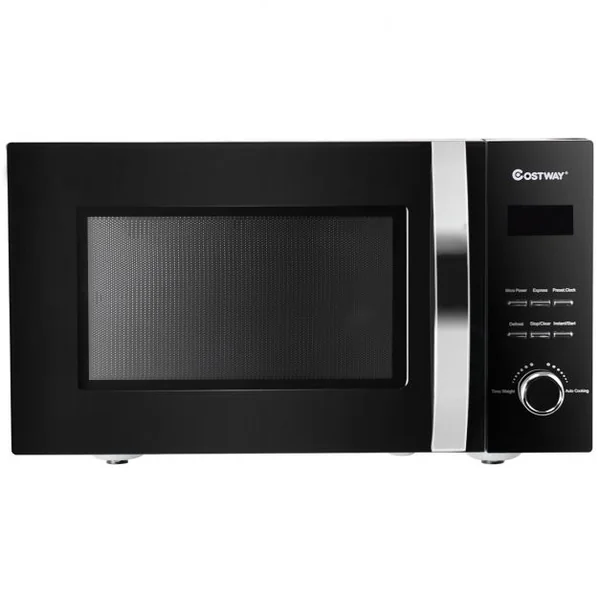 Four à micro-ondes 23L 800W en Acier inoxydable, 5 puissances, Plateau amovible, 48.2 x 38.4 x 27.8 cm, 12 kg, Noir