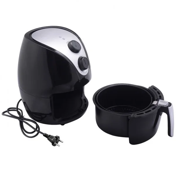 Friteuse à air chaud 1500W 230V Friteuse sans huile pour cuisson saine Minuteur Température 80 -200°C Réglable Noir