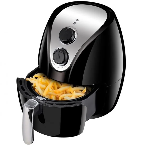 Friteuse à air chaud 1500W 230V Friteuse sans huile pour cuisson saine Minuteur Température 80 -200°C Réglable Noir
