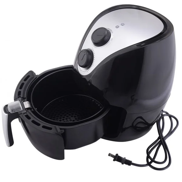 Friteuse à air chaud 1500W 230V Friteuse sans huile pour cuisson saine Minuteur Température 80 -200°C Réglable Noir