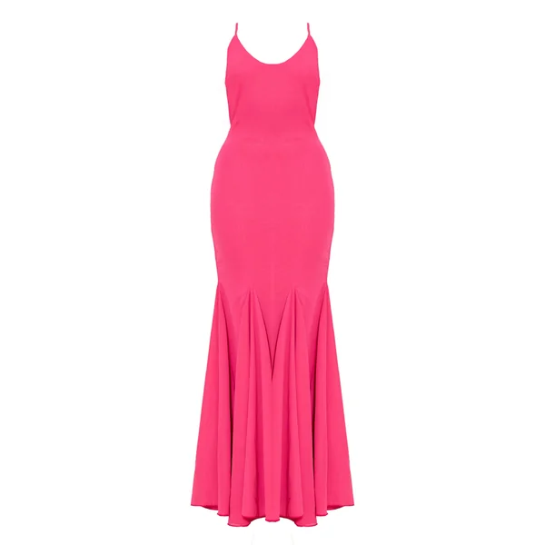 Fuchsia Robe Longue En Mousseline À Encolure Dégagée Et Dos Drapé Sans Manches