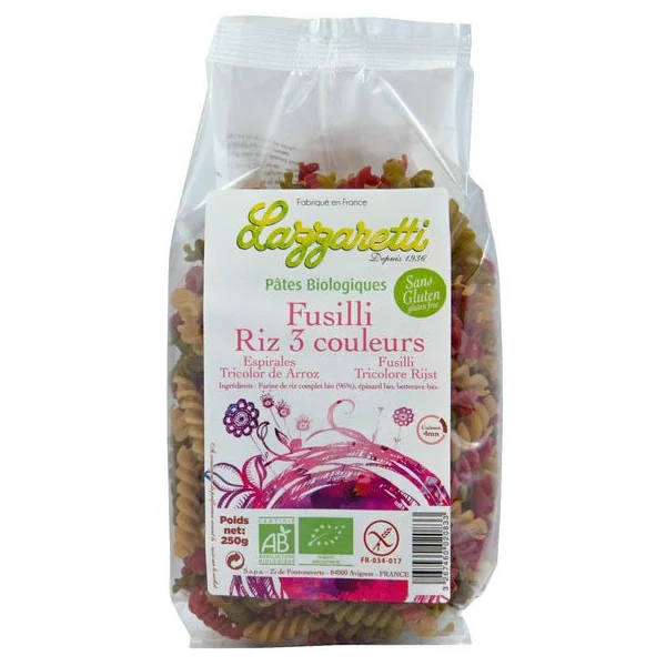 Fusillis riz complet 3 couleurs 250g