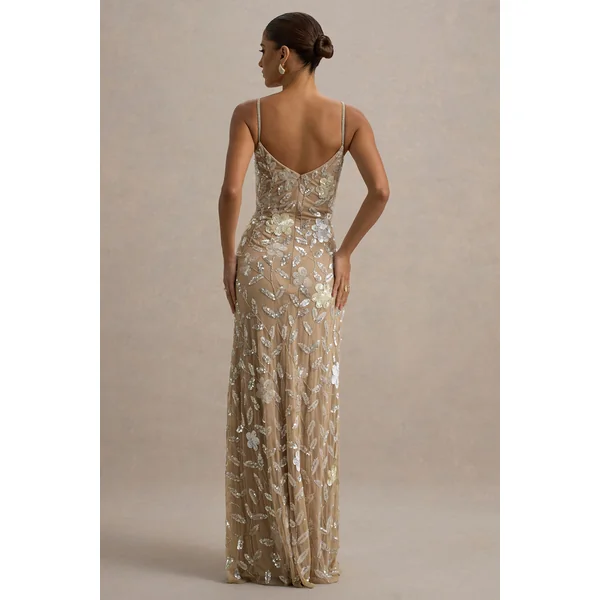 Gemini | Robe longue à bretelles ornée de fleurs