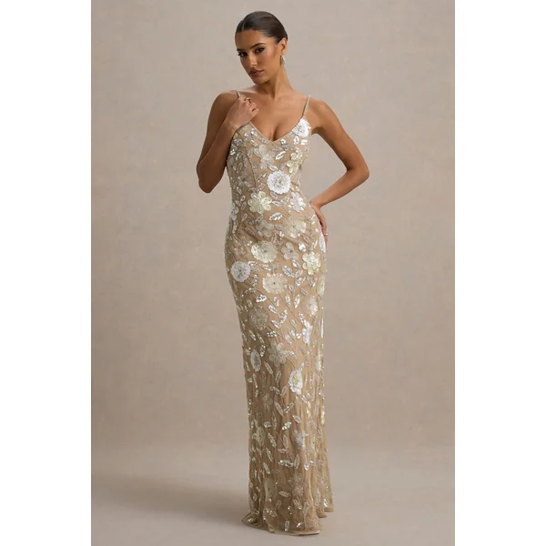 Gemini | Robe longue à bretelles ornée de fleurs