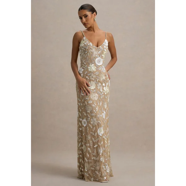 Gemini | Robe longue à bretelles ornée de fleurs