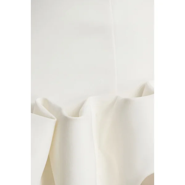Geneve | Mini-robe blanche à encolure américaine avec ourlet volanté