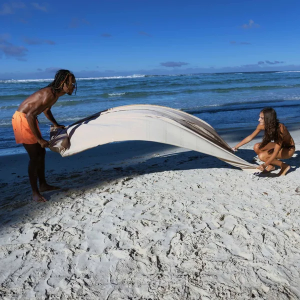 Giant fouta beach towel 2 x 3 m xxl recycled cotton Bali