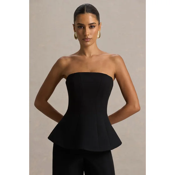 Gifted | Top noir à décolleté bandeau façon corset