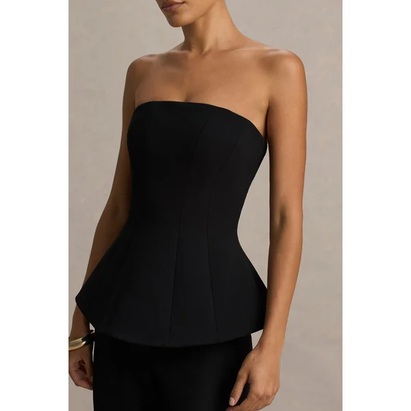 Gifted | Top noir à décolleté bandeau façon corset