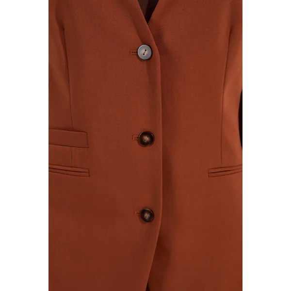 Gilet Ajusté en Sergé Essentiel à Simple Boutonnage