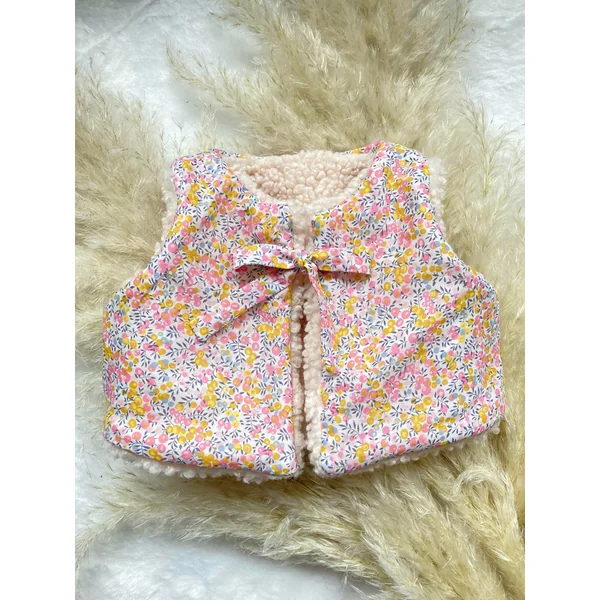 Gilet bébé réversible en sherpa et tissu Liberty