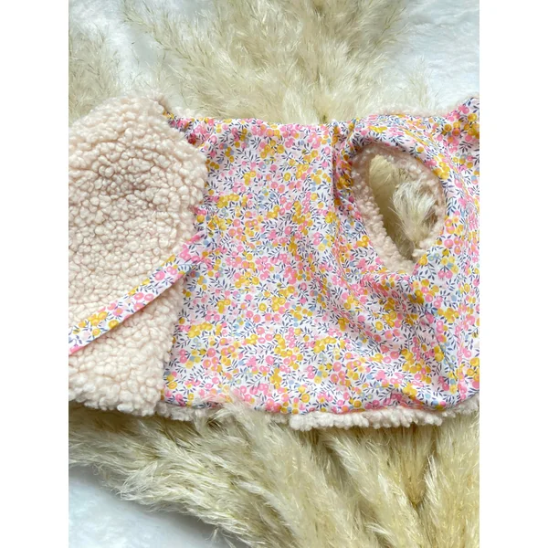 Gilet bébé réversible en sherpa et tissu Liberty