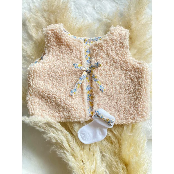 Gilet bébé réversible en sherpa et tissu Liberty