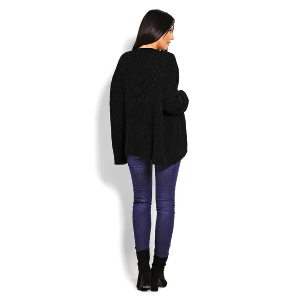 Gilet court grosses mailles - Noir/Crème