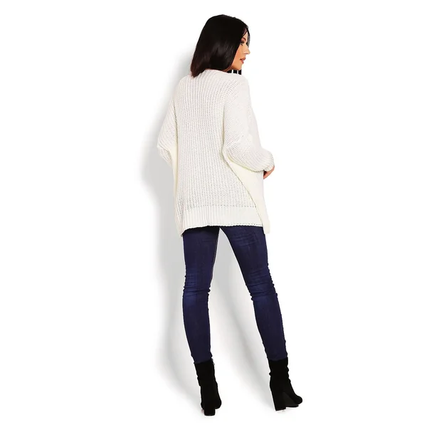 Gilet court grosses mailles - Noir/Crème