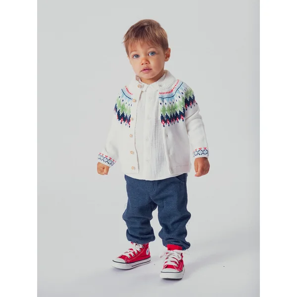 Gilet jacquard pour bébé garçon - Soins Bébé Naturels & Produits Maman Après Naissance