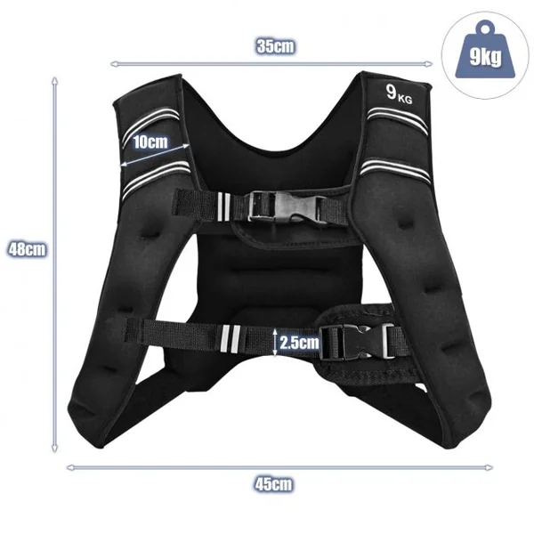 Gilet Lesté de 9KG avec Sangles Réglables pour Gym Formation Liberté de Mouvement Optimale