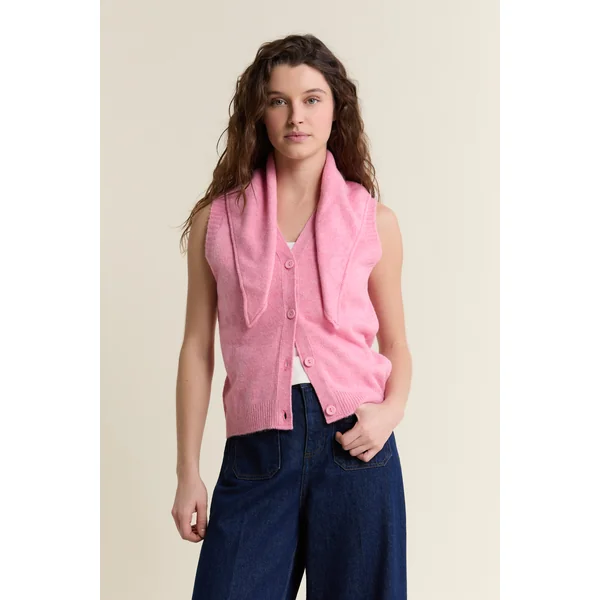 Gilet sans manches en tricot avec foulard