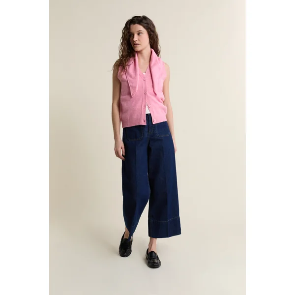 Gilet sans manches en tricot avec foulard