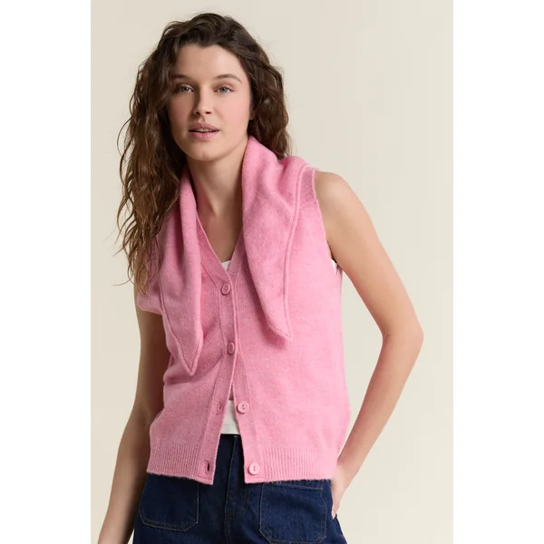 Gilet sans manches en tricot avec foulard