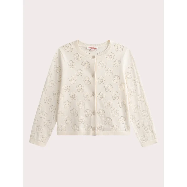 Gilet écru en maille ajourée motif fleur - Soins Bébé Naturels & Produits Maman Après Naissance