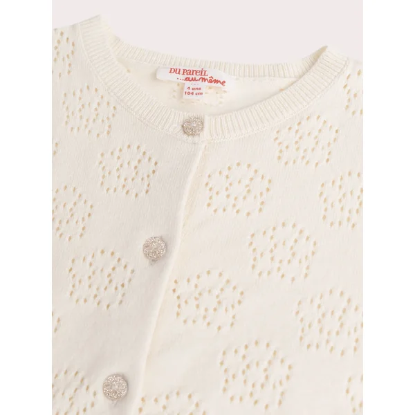 Gilet écru en maille ajourée motif fleur - Soins Bébé Naturels & Produits Maman Après Naissance