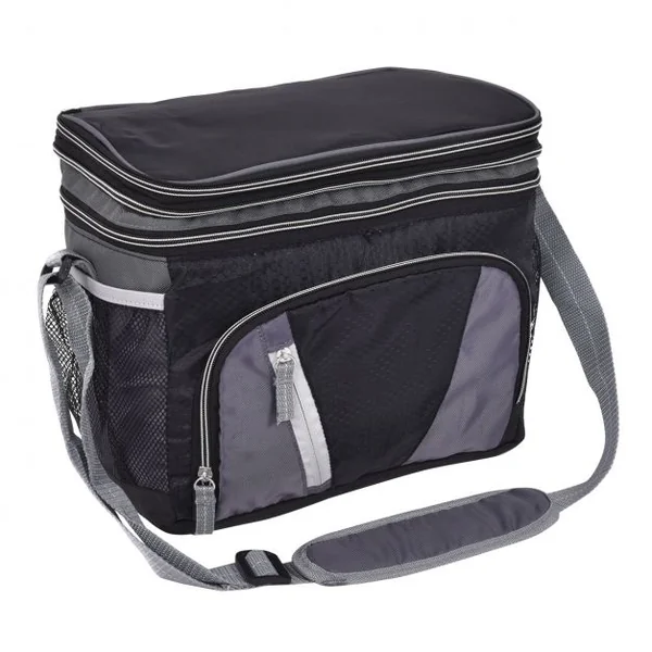 Glacière Sac Isotherme Repas Goûter chaud/froid Sac Pique-nique avec 3 Poches 28*16*26 cm noir/gris