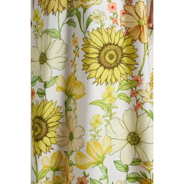 Glide | Robe longue en satin à col montant et imprimé tournesol