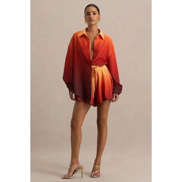 Gold Coast | Shorts en satin ombré avec détail à cordon de serrage.