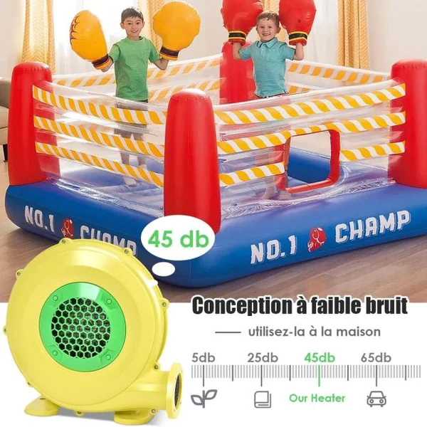 Gonfleur Électrique 850W pour Château Gonflable&Toboggan Souffleur Électrique Résistant à Haute Température 8 Piquets de Sol Jaune