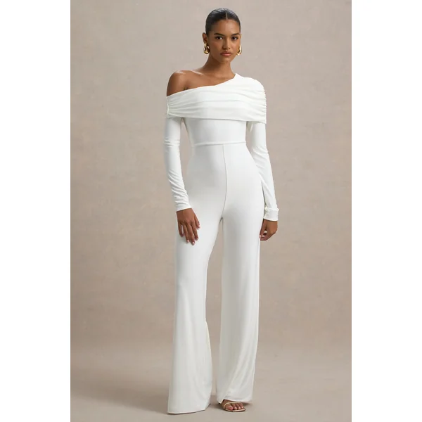 Gracious | Combinaison blanche à décolleté asymétrique