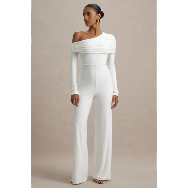 Gracious | Combinaison blanche à décolleté asymétrique