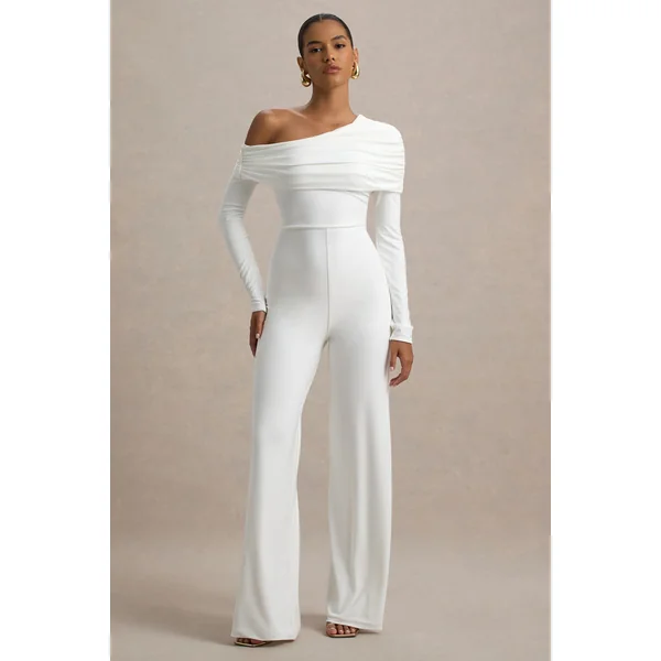 Gracious | Combinaison blanche à décolleté asymétrique