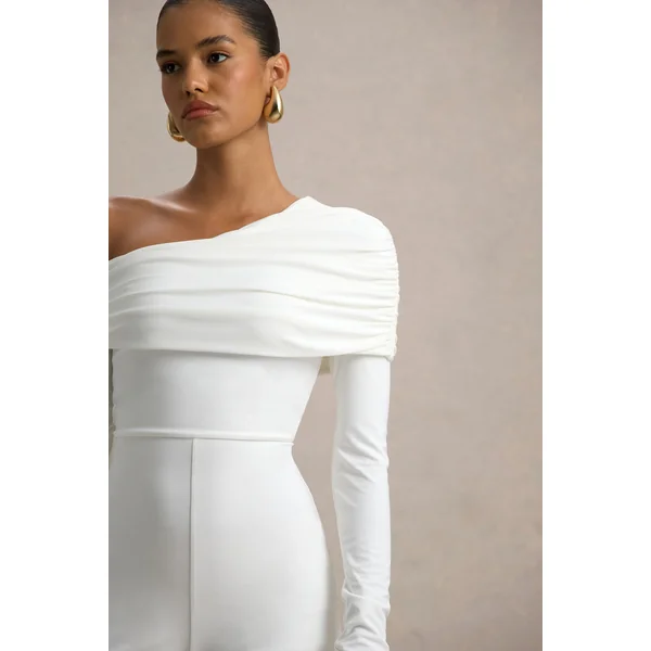 Gracious | Combinaison blanche à décolleté asymétrique