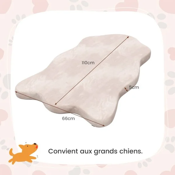 Grand Lit pour Chien en Mousse à Mémoire avec Housse Amovible et Fond Antidérapant Coussin Orthopédique pour Chien Beige