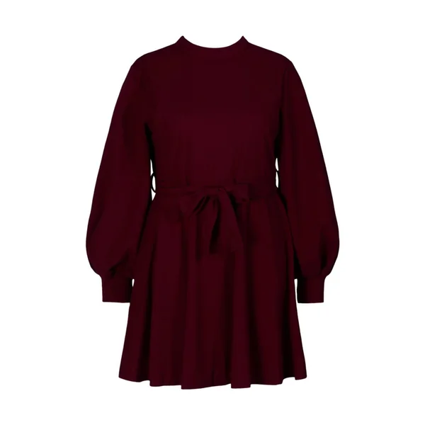 Grande taille - Robe patineuse à manches bishop et col montant