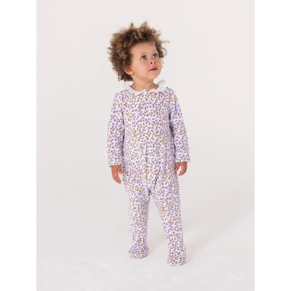 Grenouillere fleurie en velours pour bébé fille - Soins Bébé Naturels & Produits Maman Après Naissance