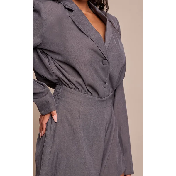 Gris Anthracite Combi-short Blazer Ajusté Shape