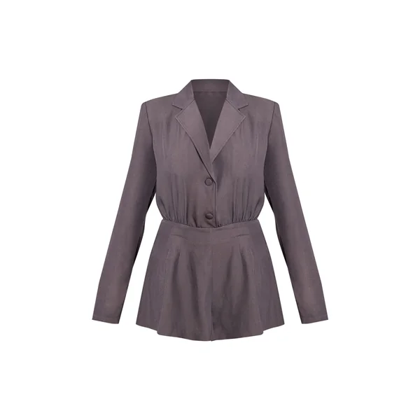 Gris Anthracite Combi-short Blazer Ajusté Shape