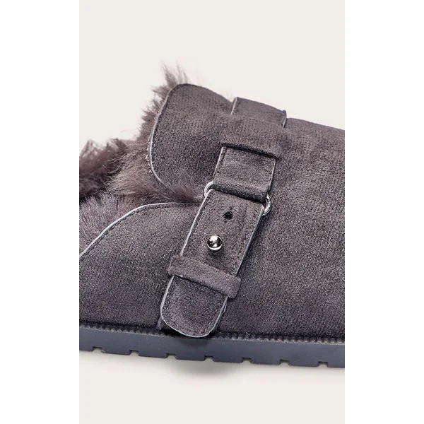 Gris Anthracite Mules À Boucle En Synthétique Doublées De Synthétique