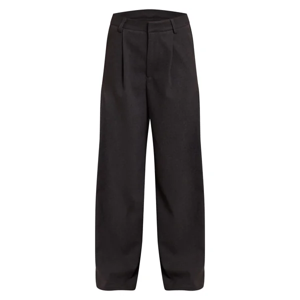 Gris Anthracite Pantalon Droit Tailleur En Tissu Brossé