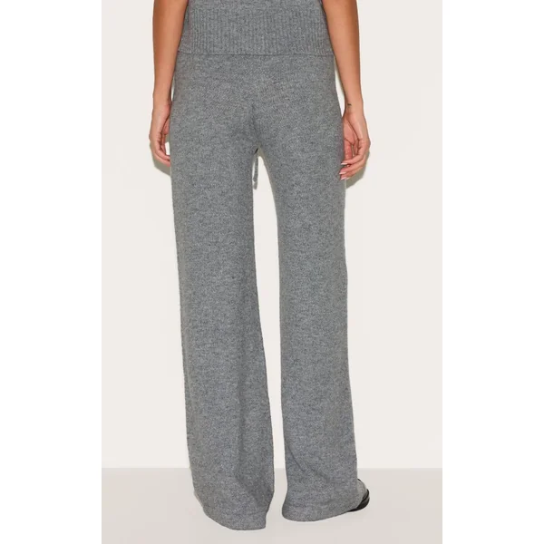 Gris Anthracite Pantalon Large En Maille Douce Chiné