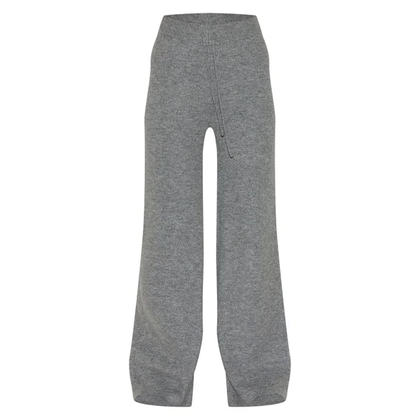 Gris Anthracite Pantalon Large En Maille Douce Chiné