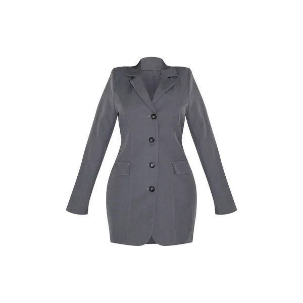 Gris Anthracite Robe Blazer Ajustable À La Taille En Tissu Tissé Conché Shape