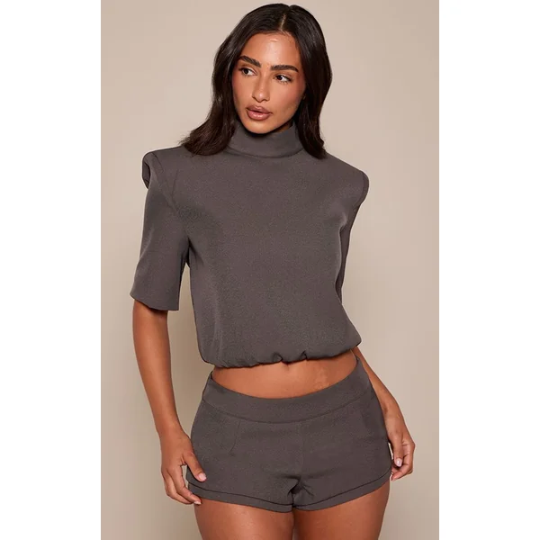 Gris Anthracite Short Mini Tailleur Petite