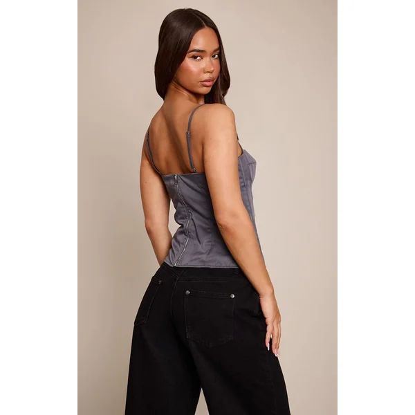 Gris Anthracite Top Corset Structuré