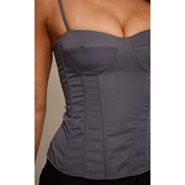 Gris Anthracite Top Corset Structuré