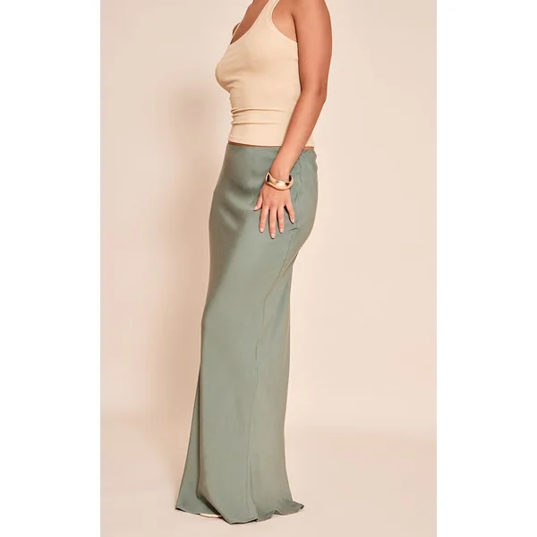 Gris Ardoise Jupe Longue Basique En Tencel