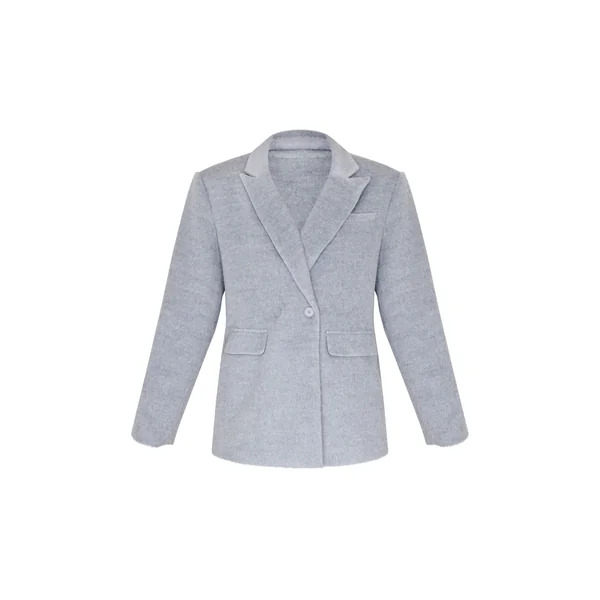 Gris Blazer Oversize Aspect Laine Texturé