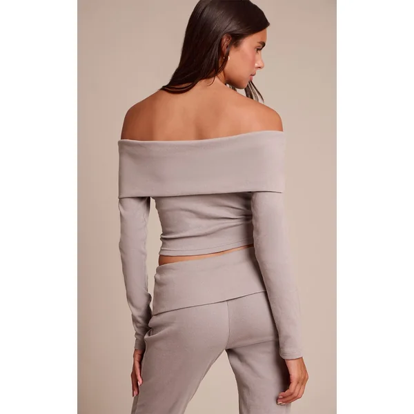 Gris Cendré Haut Bardot À Revers